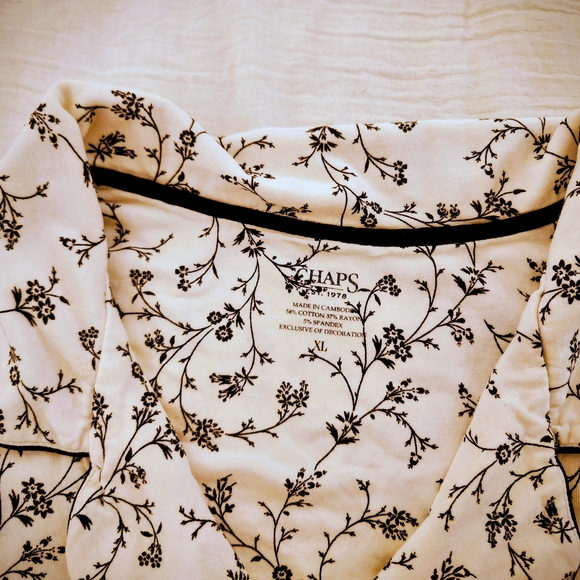 Black & White Floral Charter Club Cotton Blend Pajamas Monogram C Two Piece XL - Picture 16 of 16